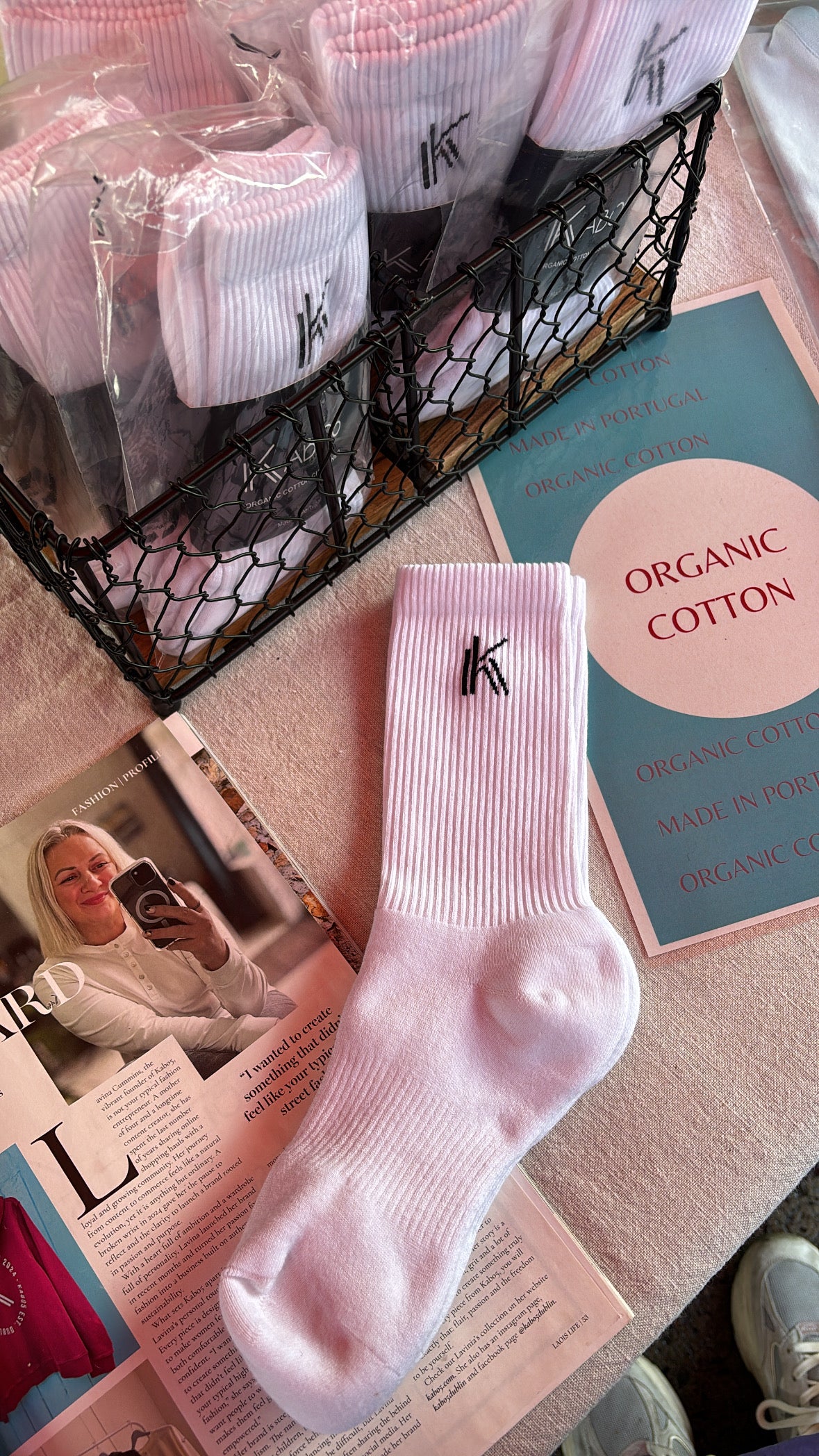KABO5 Cushioned Organic Cotton Blend Socks - White
