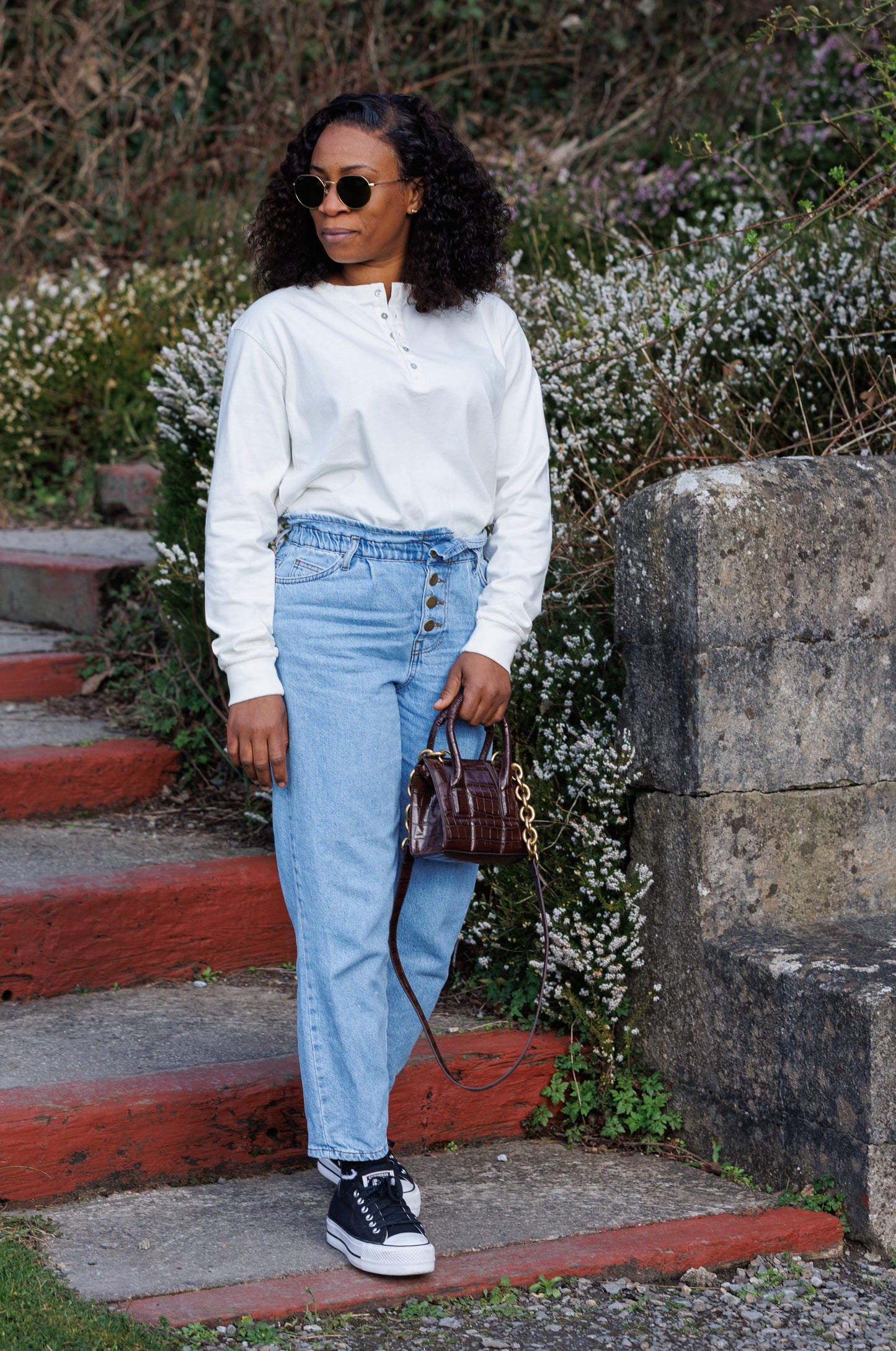 Long Sleeve Henley Style Top