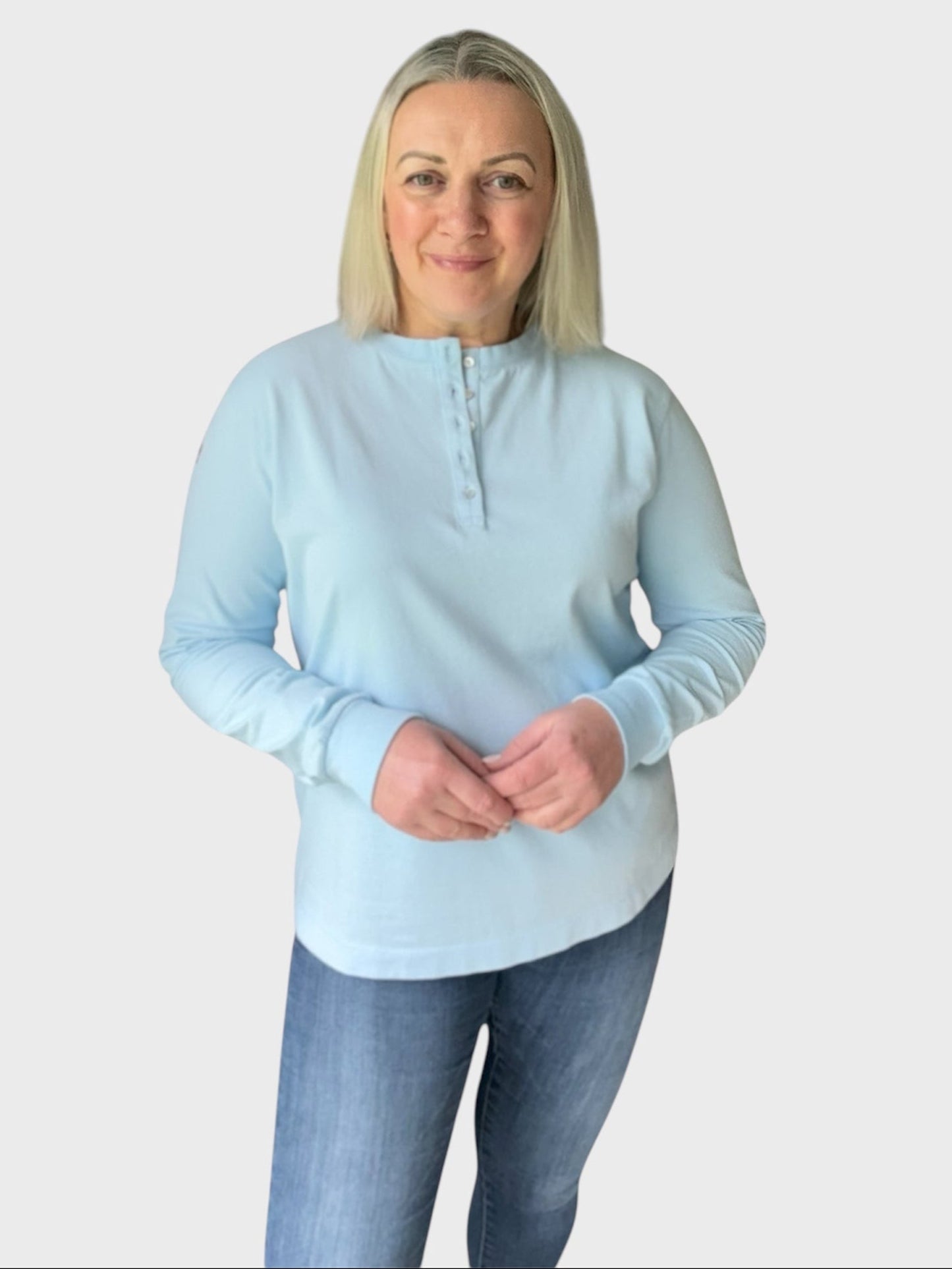 Long Sleeve Henley Style Top
